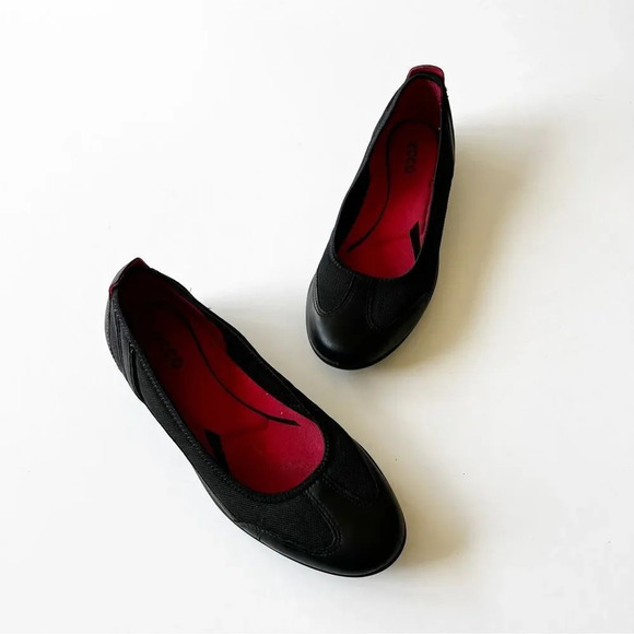 Ecco Bluma Black Leather Ballet Flats‎ Women’s Size 39 EU Mixed Media Comfort - Picture 12 of 12